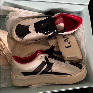 Lanvin Black and White Leather Sneakers